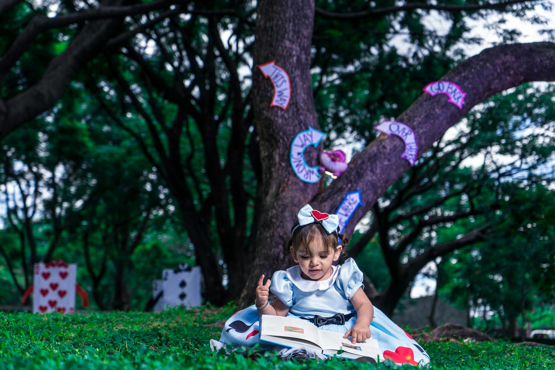 Children playing in a storybook fairy tale themed space