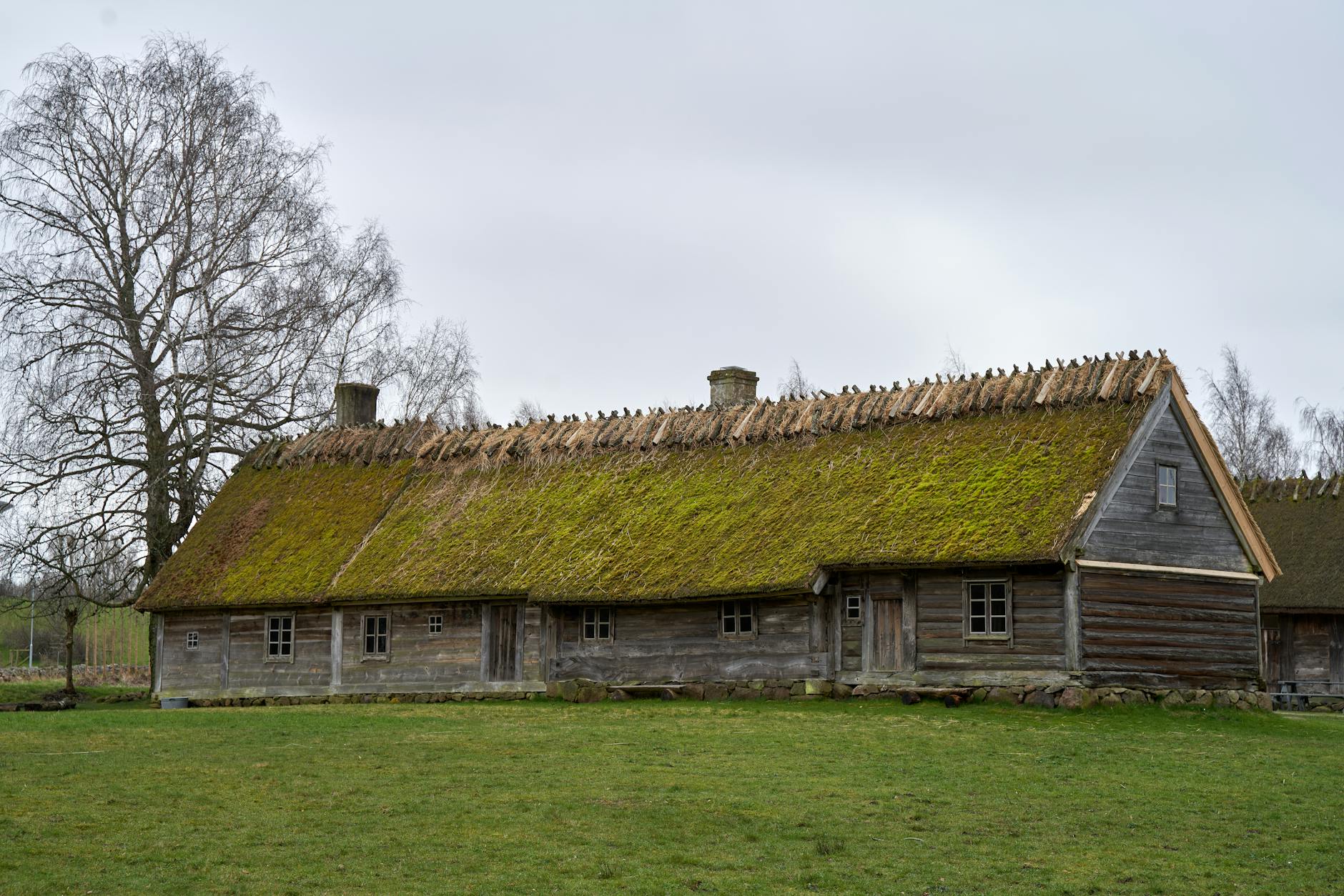 Traditional wooden Swedish buildings at Skansen open-air museum