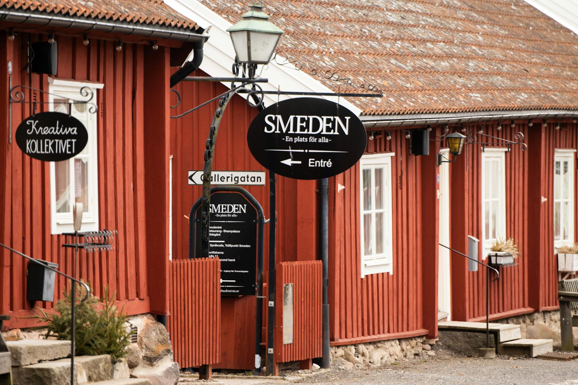 Traditional Swedish smörgåsbord spread with herring and sides