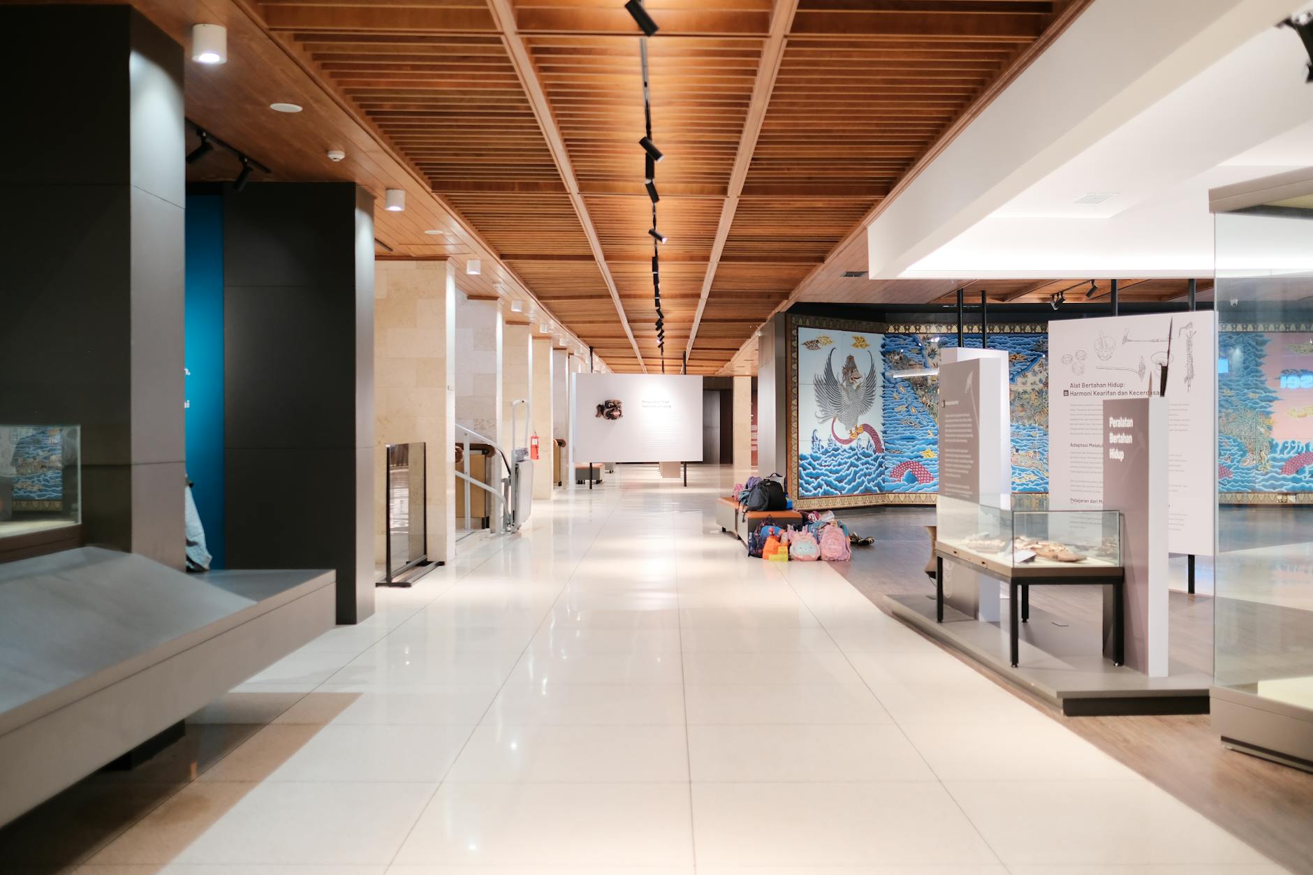 Stockholm museum gallery interior with visitors and exhibits