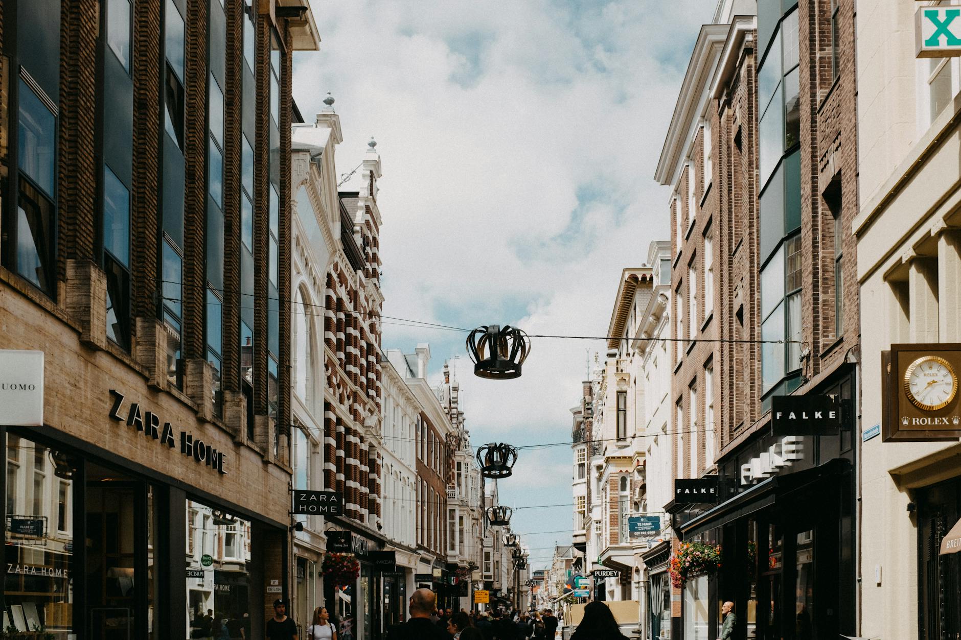 Pedestrian shopping street in a European city