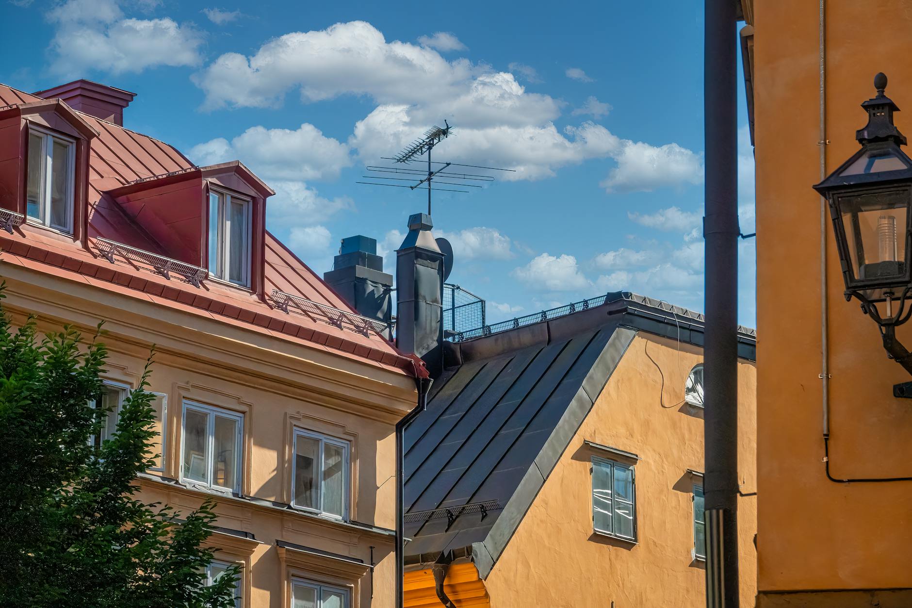 Rooftop bar view over Stockholm at dusk