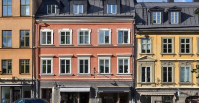 Colourful nineteenth-century buildings with small shopfronts along Hornsgatan on Södermalm