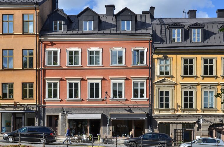 Colourful nineteenth-century buildings with small shopfronts along Hornsgatan on Södermalm